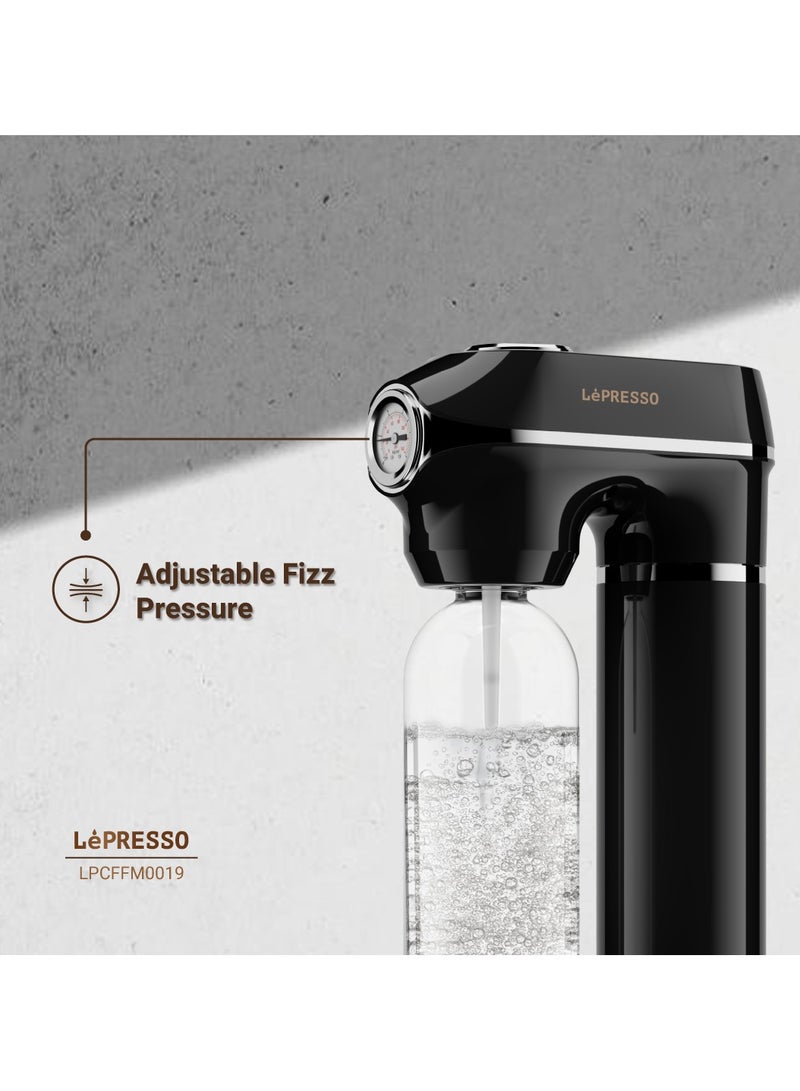 ليبرسو ماكينة صنع المياه الغازية سعة 1 لتر مع  كبسولة واحدة /مقياس ضغط/ كربنة فعالة / ضغط فوران قابل للتعديل / تشغيل بزر واحد - أسود - Image 4