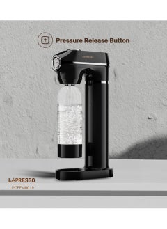 LePRESSO Sparkling Water Maker 1L with One Capsule Pressure Meter / Efficient Carbonation / Adjustable Fizz Pressure / One-Button Operation - Black  - Image 5