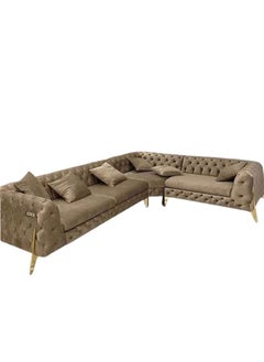 طقم كنب على شكل حرف L مع وسادة بيج داكن / -260X80X80