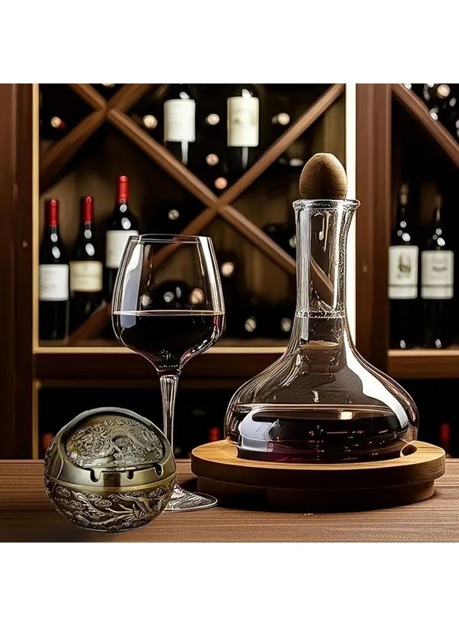 Brown Zinc Alloy Golden Dragon Spherical Ashtray Oriental Metal Smoking Gift - Image 2