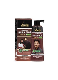 VCare Shampoo Hair Color Brown Natural Instant Brown Hair Color Shampoo For Unosex 180Ml  - Image 1