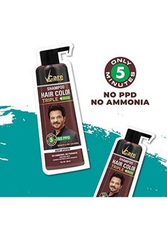 VCare Shampoo Hair Color Brown Natural Instant Brown Hair Color Shampoo For Unosex 180Ml  - Image 4