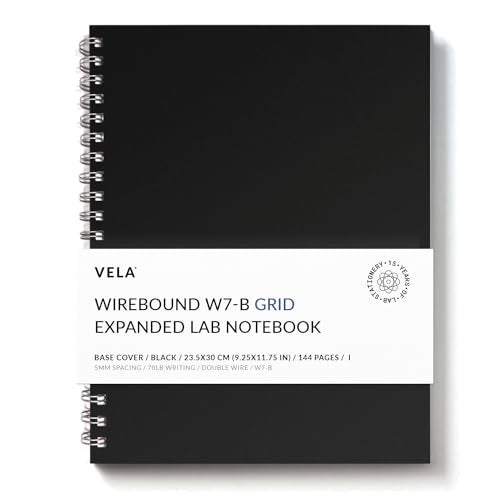 Vela Sciences Advanced W7-B Expanded Wirebound Lab Notebook, 9.25 x 11.75 in (23.5 x 30 cm), 144 Pages, Double Wire Looped, 70lb Heavyweight Paper (1-Pack, Grid) - Image 1