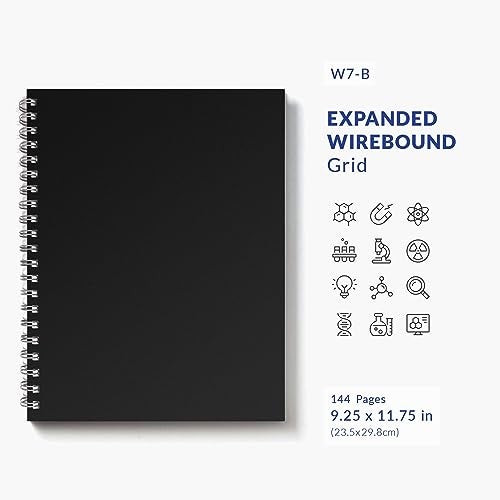 Vela Sciences Advanced W7-B Expanded Wirebound Lab Notebook, 9.25 x 11.75 in (23.5 x 30 cm), 144 Pages, Double Wire Looped, 70lb Heavyweight Paper (1-Pack, Grid) - Image 2