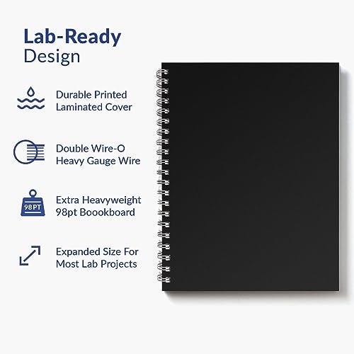 Vela Sciences Advanced W7-B Expanded Wirebound Lab Notebook, 9.25 x 11.75 in (23.5 x 30 cm), 144 Pages, Double Wire Looped, 70lb Heavyweight Paper (1-Pack, Grid) - Image 3