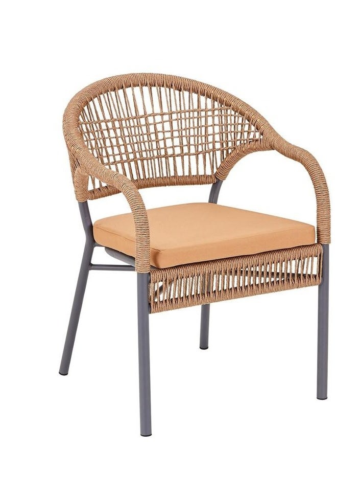 Living - Modern Metal Patio Rattan Garden Chair, Dining Chair, Outdoor Seating for Backyard - Image 1