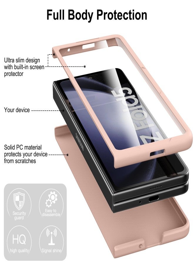 Foluu Slim Fit Case for Samsung Galaxy Z Fold 5 Case, with Front Built-in Screen Protector, Ultra Thin Matte PC Protective Cover for Samsung Galaxy Z Fold5 5G 2023 (Pink) - Image 3