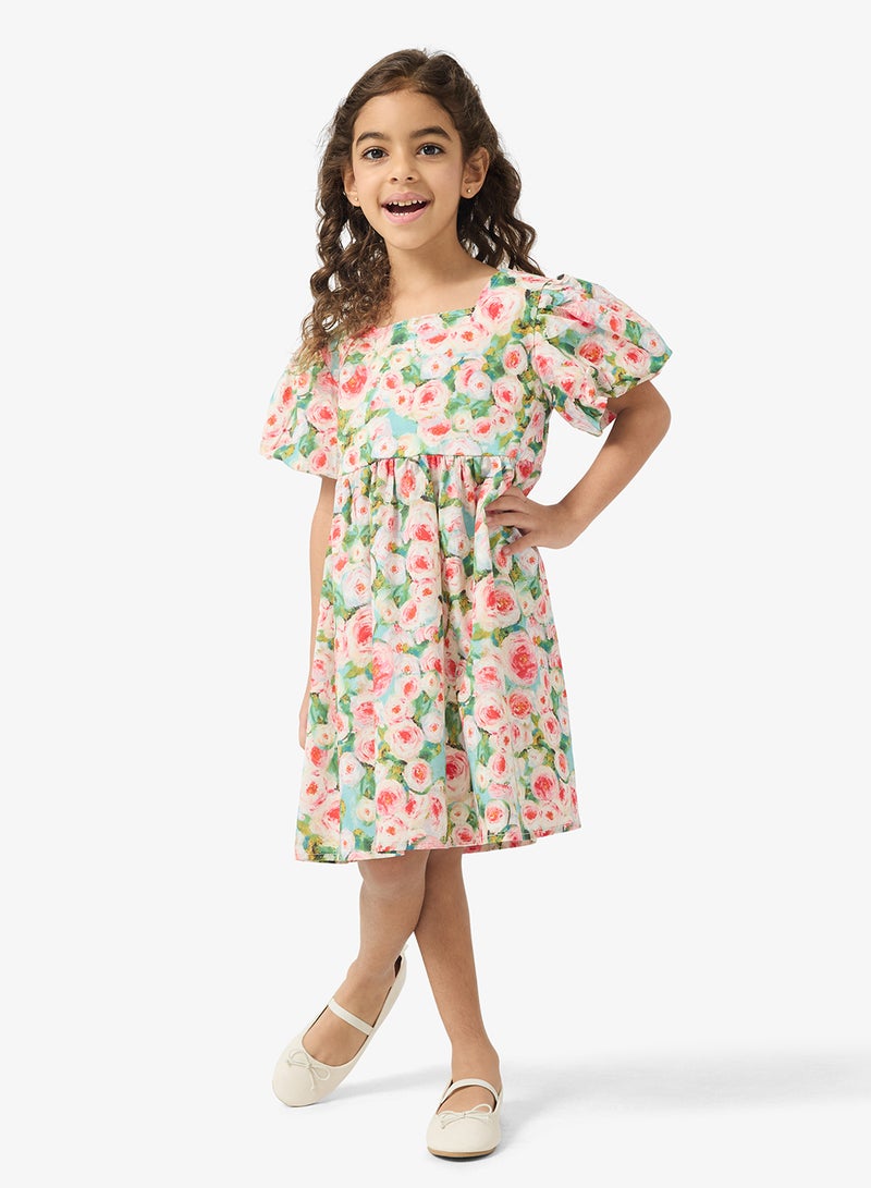 Pinata Floral Print Puff Sleeve Dress - Image 1