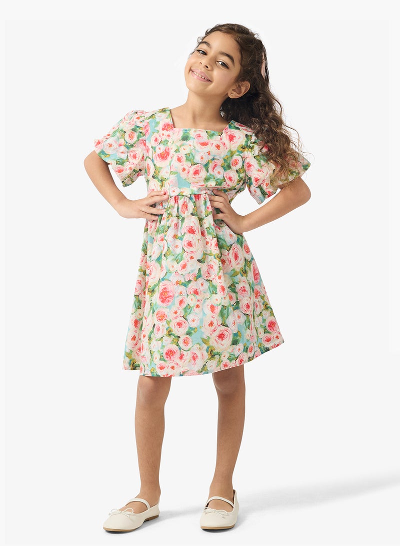 Pinata Floral Print Puff Sleeve Dress - Image 4