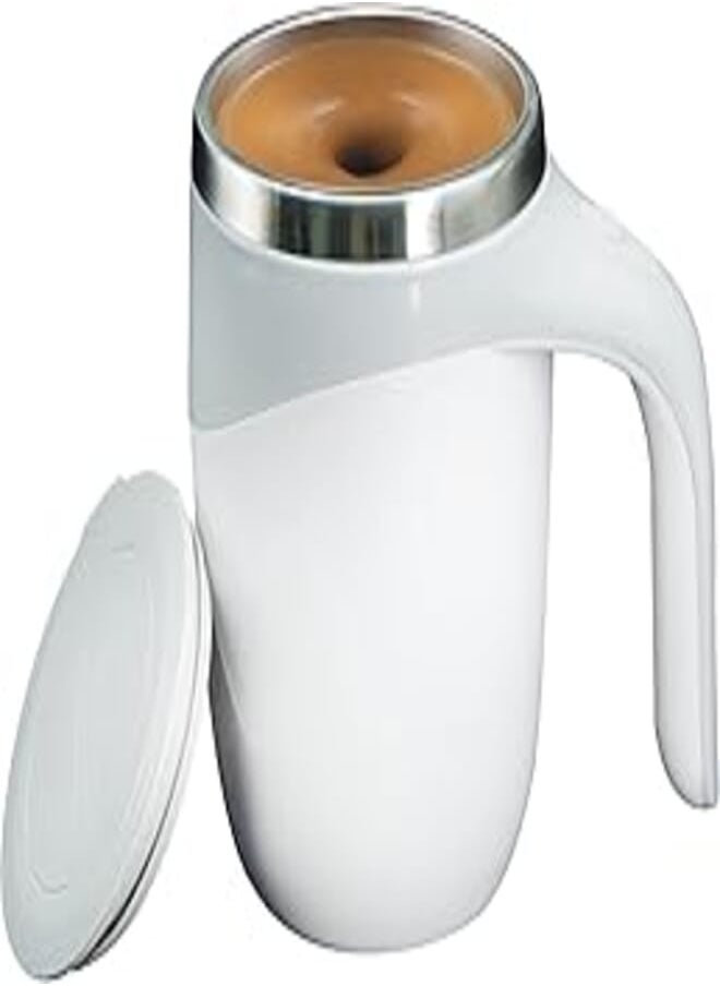 Biki - Automatic Magnetic Stirring 350ml AAA 1.5V Battery Operated Tea/Coffee Mug, Travel Chai Mug, Self-Stirring Tea Cup, Tea Mug, Automatic mixing cup Off White/Gray Color (Batteries Not Included) - Image 1