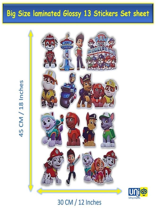 UNIq Paw Patrol Kids Sticker Set � 12 Waterproof Vinyl Cartoon Stickers for Scrapbook Laptop Wall Bottle Party Gifts - Image 2