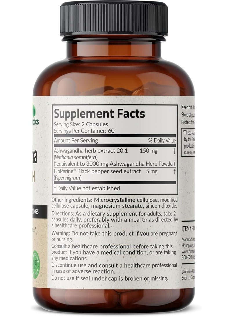Futurebiotics Ashwagandha Extra Strength Stress & Mood Support with BioPerine 120 Capsule 60 servings - Image 2