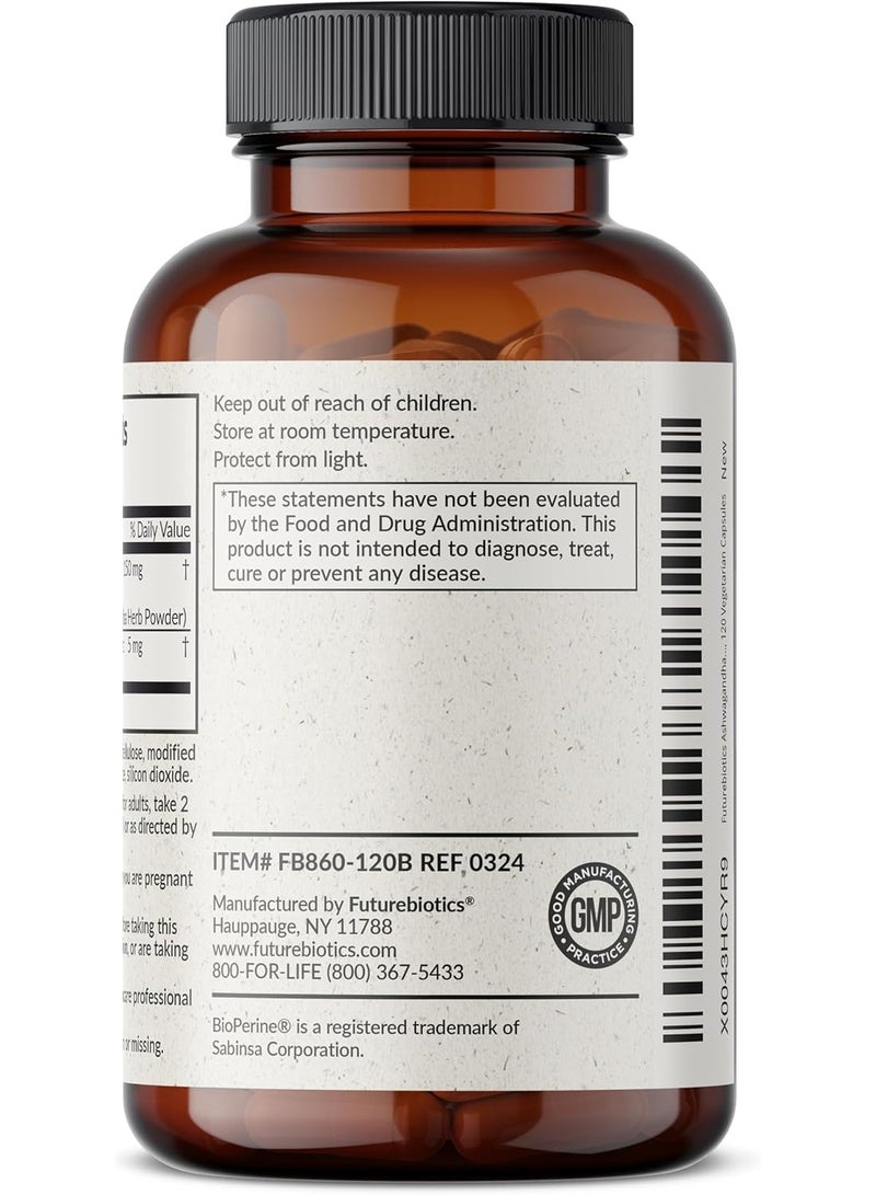 Futurebiotics Ashwagandha Extra Strength Stress & Mood Support with BioPerine 120 Capsule 60 servings - Image 3