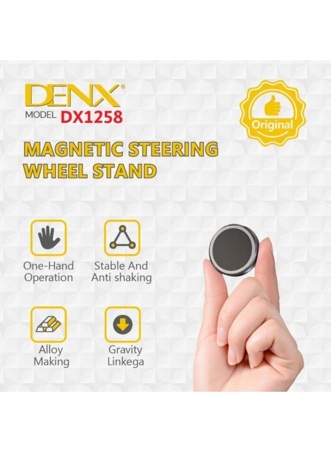 Denx Universal magnetic phone holder for steering wheel, 360-degree rotation, gravity link, car mount made of stable, anti-vibration alloy material. - Image 3