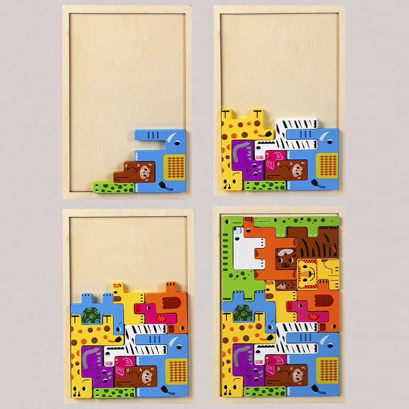 New Educational Three-Dimensional Russian Cartoon Creative Wooden Puzzle Blocks For Children'S Early Education And Cognitive Development - Image 4