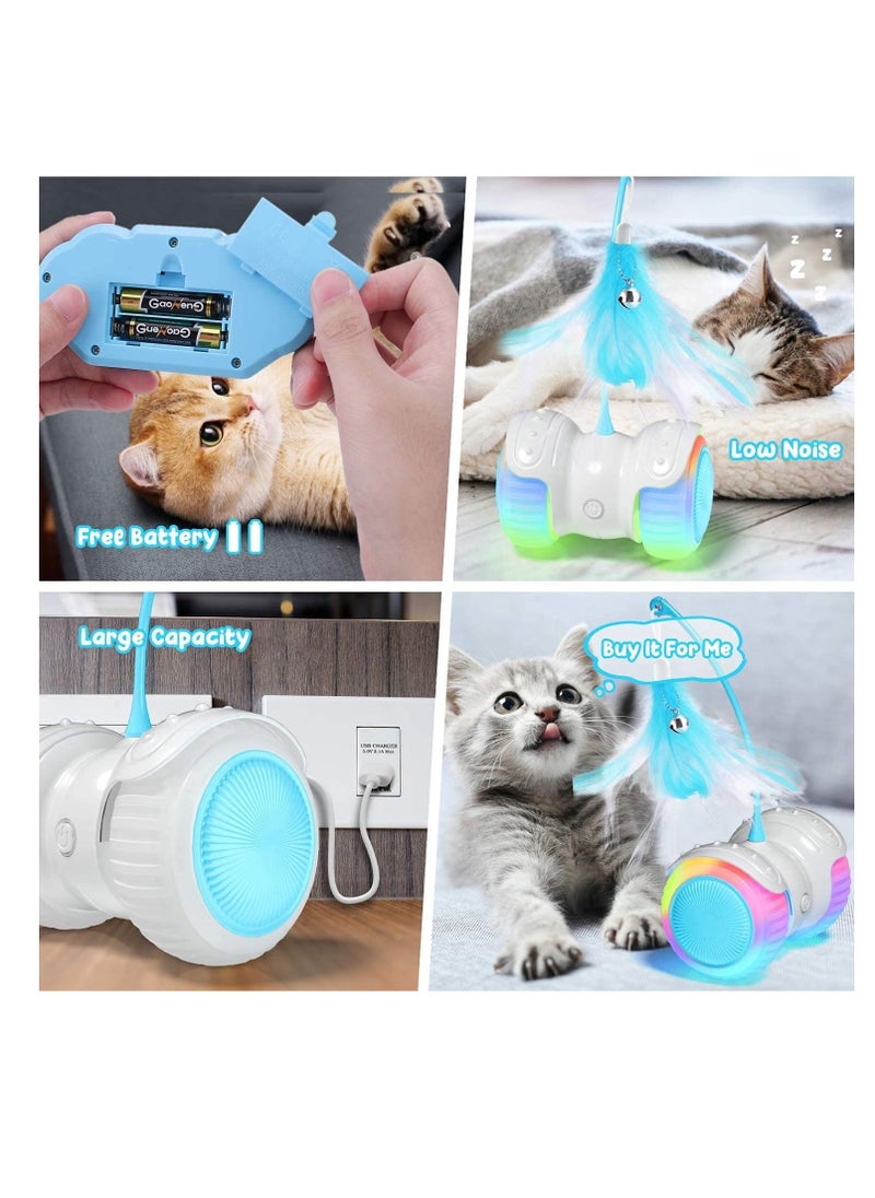 SYOSI - Automatic Cat Feather Toy Smart Robotic Interactive Indoor Electronic Pet Toy Auto Manual Motorized Toy 360° Rotating Ball Colorful Light Cat Toys for Cat Mouse Kitten Hunting Exercise - Image 1
