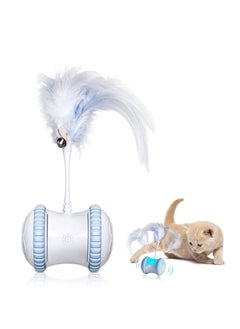 Automatic Cat Feather Toy Smart Robotic Interactive Indoor Electronic Pet Toy Auto Manual Motorized Toy 360° Rotating Ball Colorful Light Cat Toys for Cat Mouse Kitten Hunting Exercise