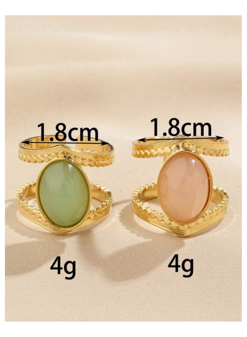NEW STYLE 2pcs Of Elegant & High Quality Stainless Steel Rings For Women One Size - Image 3