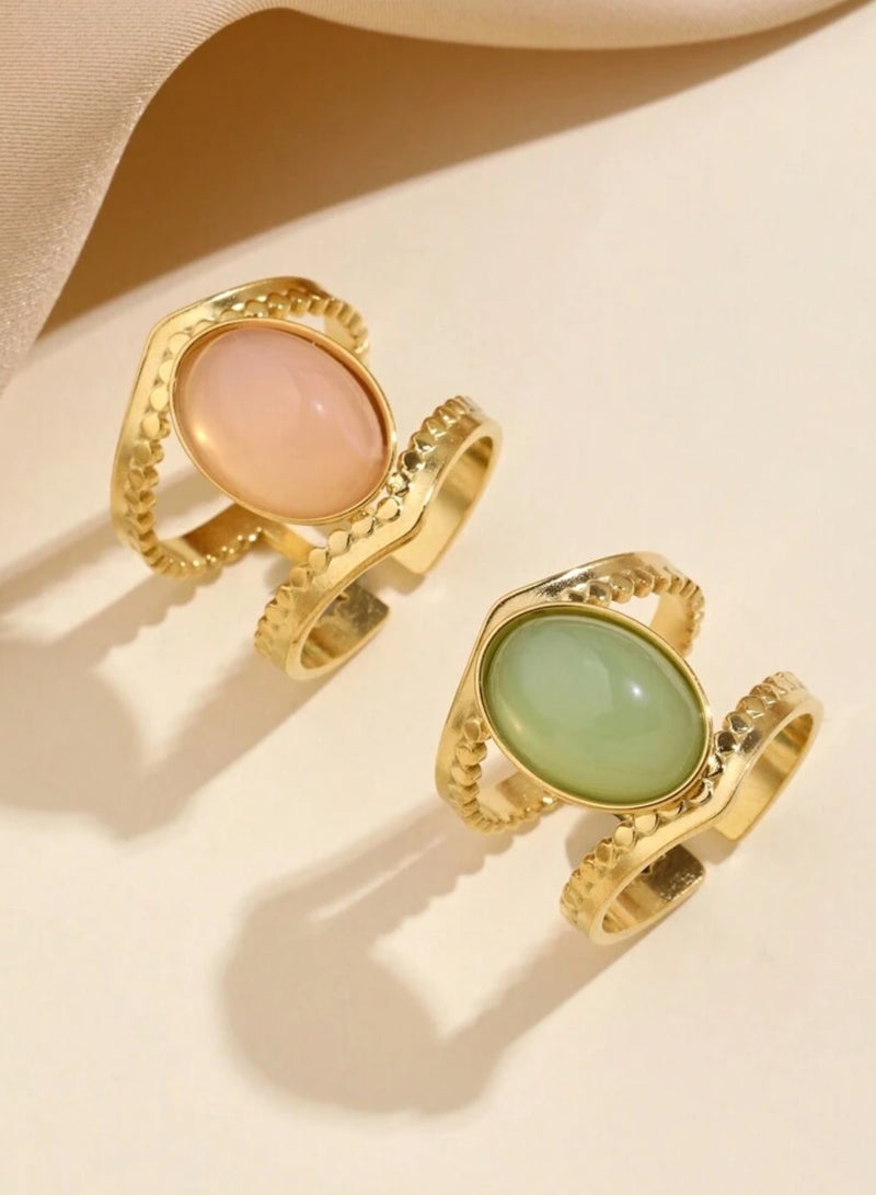 NEW STYLE 2pcs Of Elegant & High Quality Stainless Steel Rings For Women One Size - Image 1