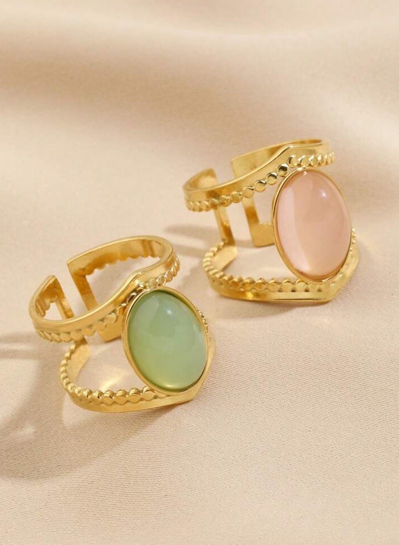 NEW STYLE 2pcs Of Elegant & High Quality Stainless Steel Rings For Women One Size - Image 2