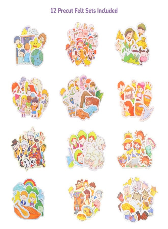 CHEFAN 12 Pack Felt Board Stories Set,Nursery Rhymes Flannel Board Stories with a Foldable Board for Preschool Activities,Included Old McDonald Had a Farm - Image 5