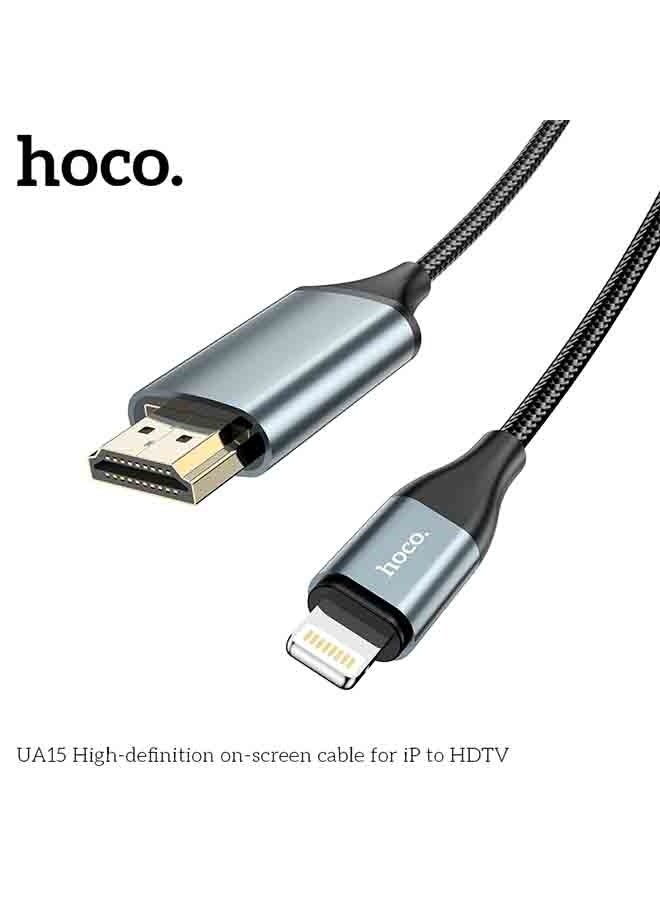 hoco. UA15 High-Definition On-Screen Cable for iP to HDTV – Plug-and-Play Lightning to HDMI Cable – Full HD 1080p Display, Mirror iPhone/iPad Screen to TV or Projector – Ideal for Streaming, Presentations, Movies, and Gaming – No App or Wi-Fi Needed  - Image 2
