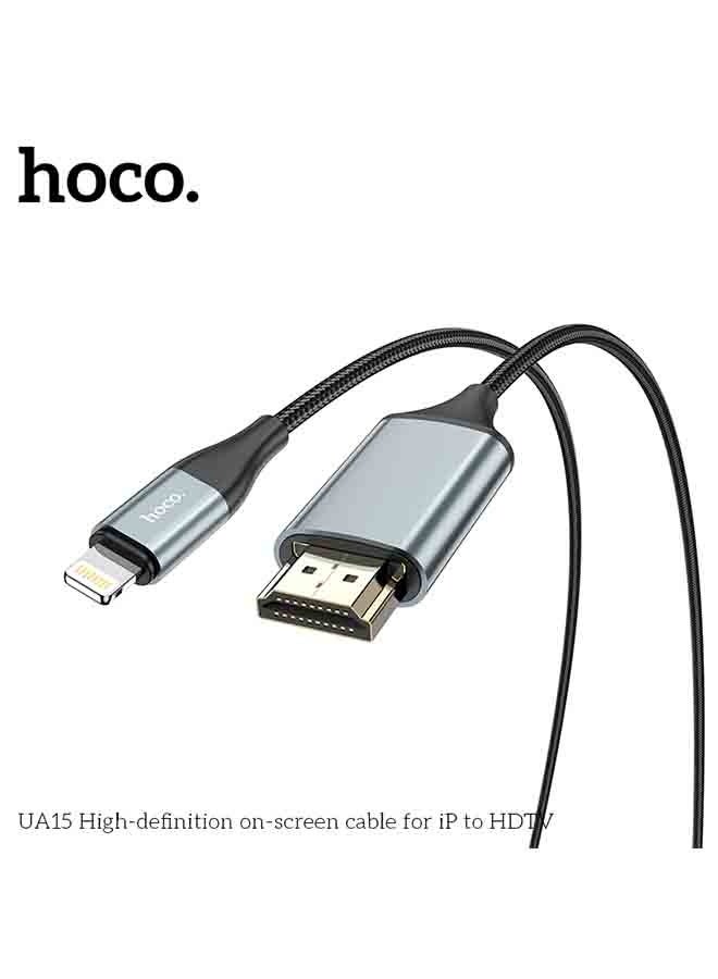 hoco. UA15 High-Definition On-Screen Cable for iP to HDTV – Plug-and-Play Lightning to HDMI Cable – Full HD 1080p Display, Mirror iPhone/iPad Screen to TV or Projector – Ideal for Streaming, Presentations, Movies, and Gaming – No App or Wi-Fi Needed  - Image 4