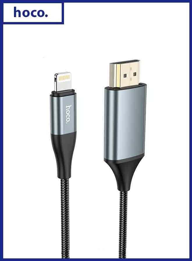 hoco. UA15 High-Definition On-Screen Cable for iP to HDTV – Plug-and-Play Lightning to HDMI Cable – Full HD 1080p Display, Mirror iPhone/iPad Screen to TV or Projector – Ideal for Streaming, Presentations, Movies, and Gaming – No App or Wi-Fi Needed  - Image 1