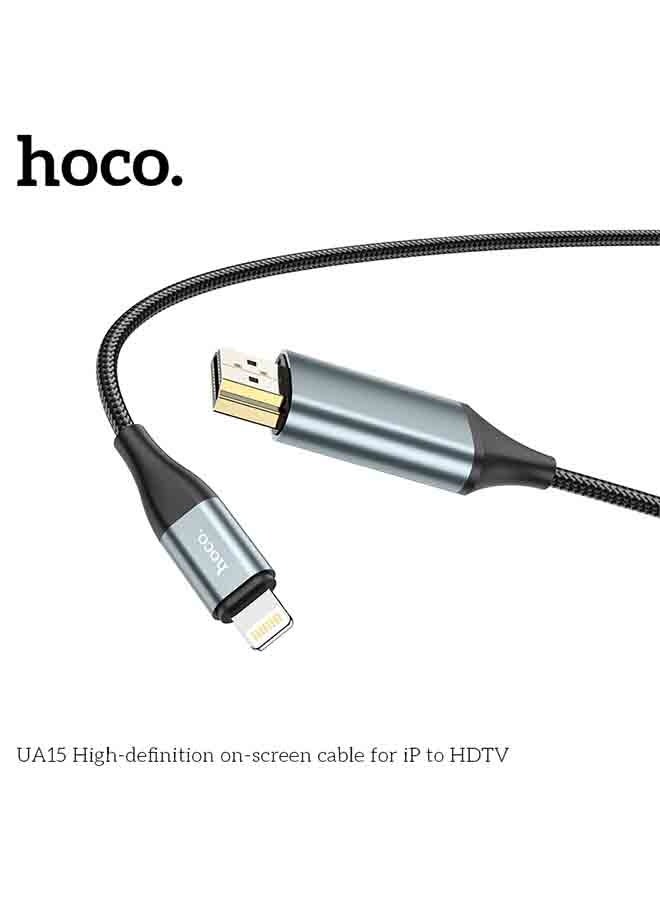 hoco. UA15 High-Definition On-Screen Cable for iP to HDTV – Plug-and-Play Lightning to HDMI Cable – Full HD 1080p Display, Mirror iPhone/iPad Screen to TV or Projector – Ideal for Streaming, Presentations, Movies, and Gaming – No App or Wi-Fi Needed  - Image 3