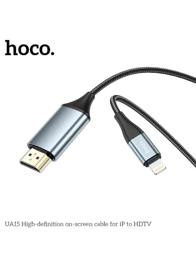 hoco. UA15 High-Definition On-Screen Cable for iP to HDTV – Plug-and-Play Lightning to HDMI Cable – Full HD 1080p Display, Mirror iPhone/iPad Screen to TV or Projector – Ideal for Streaming, Presentations, Movies, and Gaming – No App or Wi-Fi Needed  - Image 5