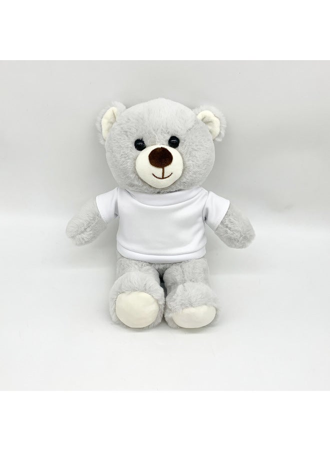 Heat Transfer Logo Teddy Bear Sublimation Bear Sublimation Plush Teddy Bear Doll-Color:Grey T-Shirt-Height:28cm - Image 1