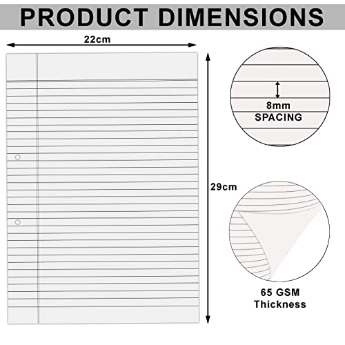 Lakeer A4 Ruled White Project Sheets Loose Leaf Filler Paper, 100 Sheet, 11.3 x 8.7 Inch, (Both Side Ruled), for Art & Craft, Project, Presentation, Etc, - Image 3