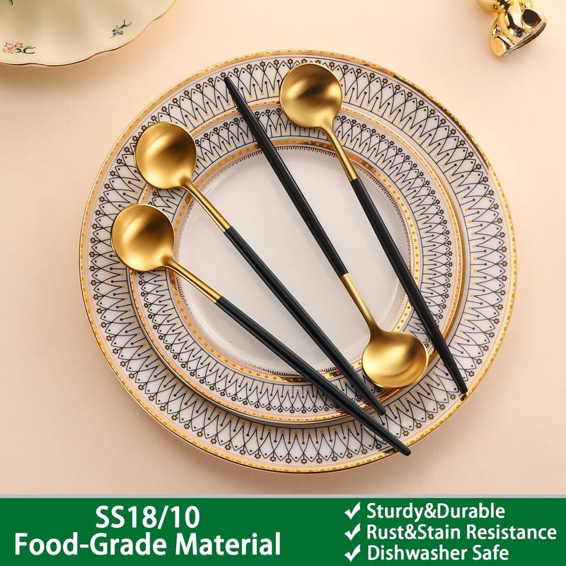 DEHOV 7.95 Inches Satin Gold SS18/10 Long Stirring Spoons With Black Handle,Elegant Iced Tea Spoons,Long Handle Mixing Spoons For Coffee,Cocktail,Ice Cream,Milk - Image 3