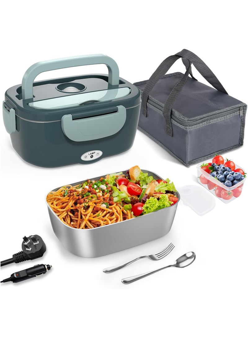 علبة غداء كهربائية لتسخين الطعام – حافظة طعام محمولة مانعة للتسرب لتسخين الوجبات للبالغين، مناسبة للسيارة/المنزل/الشاحنة، مع حاوية قابلة للإزالة من الفولاذ المقاوم للصدأ بسعة 1.5 لتر - Image 1