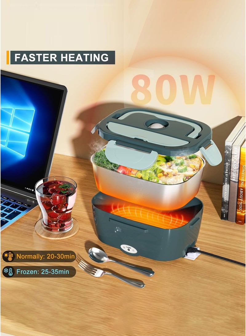 علبة غداء كهربائية لتسخين الطعام – حافظة طعام محمولة مانعة للتسرب لتسخين الوجبات للبالغين، مناسبة للسيارة/المنزل/الشاحنة، مع حاوية قابلة للإزالة من الفولاذ المقاوم للصدأ بسعة 1.5 لتر - Image 4