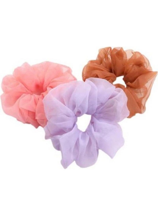 SUN Ring SUNRING Organza Scrunchies for Women/Girls Scrunchies for Women's Hair Band Stylish Silk Satin Rubber band (Pack of 4, Multicolor) - Image 4