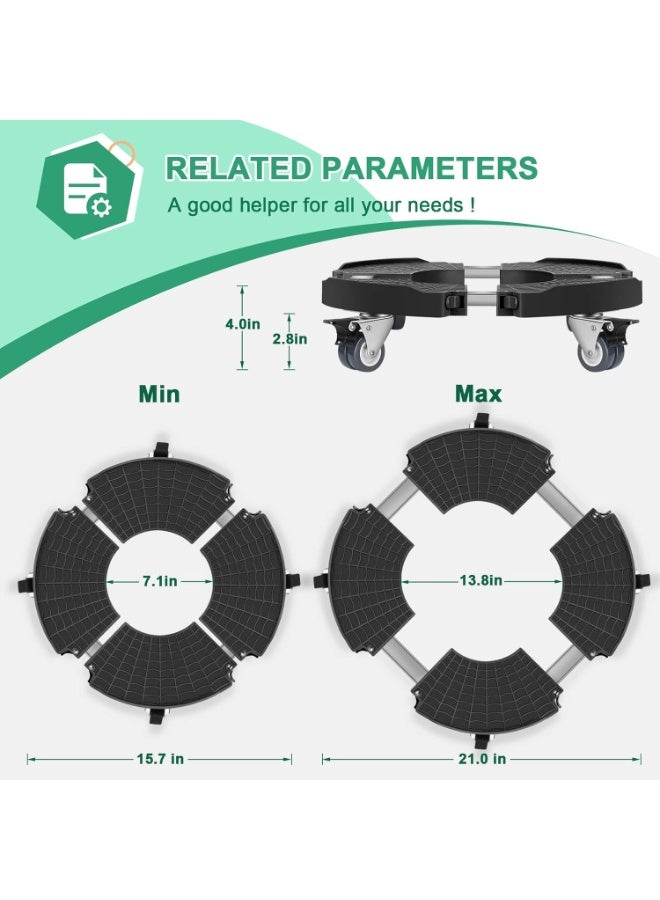 NANAO Plant Caddy with Wheels Heavy Duty, 15-21" Adjustable Plant Stand with Wheels, Large Plant Dolly Cart for Vertical Garden Tower, Vertical Planters, Patio Umbrella Base, Plant Pots, Trash Can - Image 3