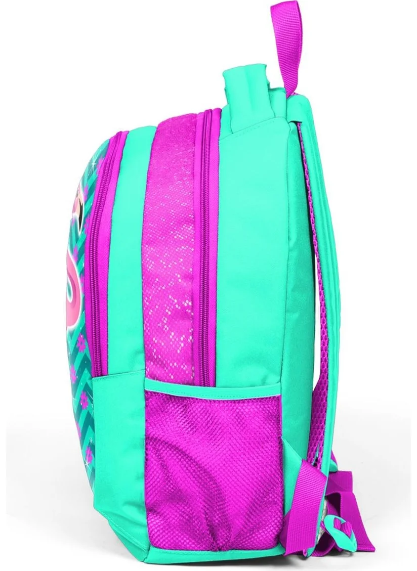 CORAL HIGH Kids Water Green Flamingo Three Compartment Backpack 14382