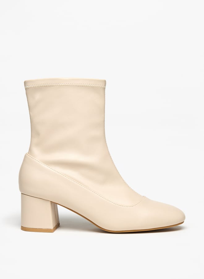 Flora Bella By Shoexpress Women's Solid Slip-On Ankle Boots with Block Heels - Image 1