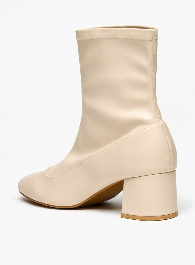 Flora Bella By Shoexpress Women's Solid Slip-On Ankle Boots with Block Heels - Image 2