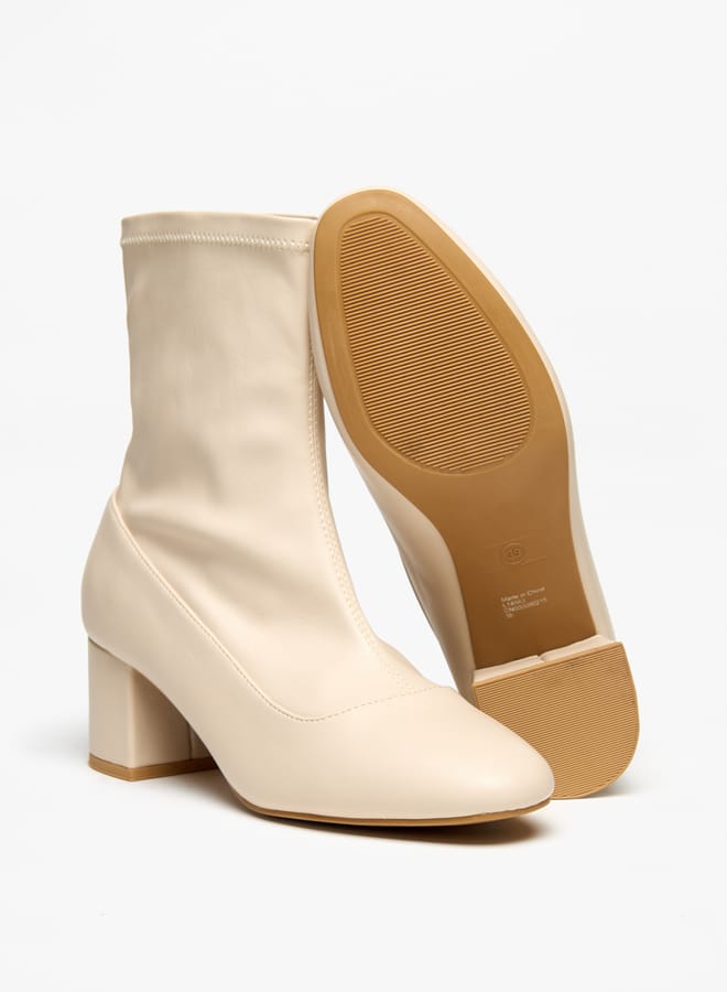 Flora Bella By Shoexpress Women's Solid Slip-On Ankle Boots with Block Heels - Image 4