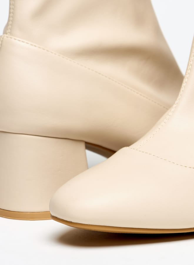 Flora Bella By Shoexpress Women's Solid Slip-On Ankle Boots with Block Heels - Image 5