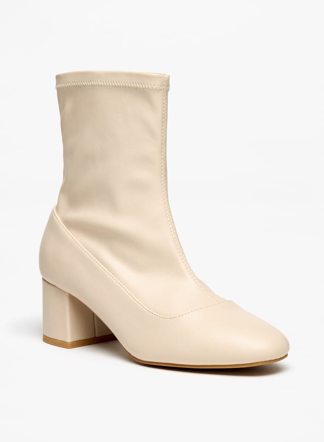 Flora Bella By Shoexpress Women's Solid Slip-On Ankle Boots with Block Heels - Image 3