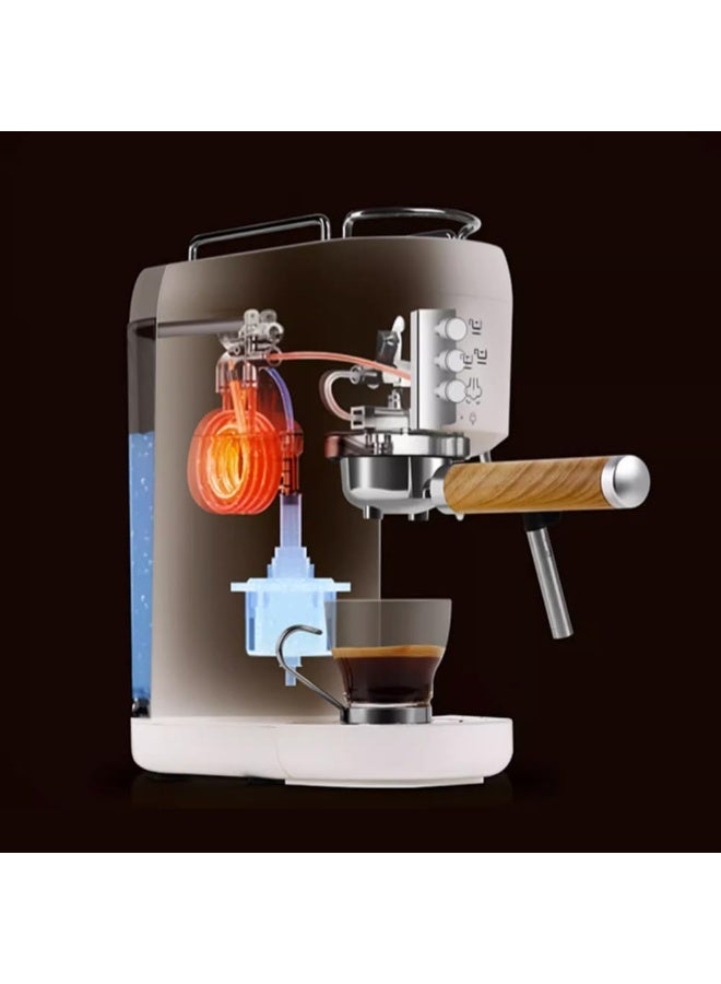 Denx 2 in 1 Electric Coffee Machine with Automatic Milk Frothing System 1400W 20Bar Mini Coffee Maker with Portafilter, Single and Double Serve Filter Basket Smart for Latte Espresso Cappuccino - Image 4