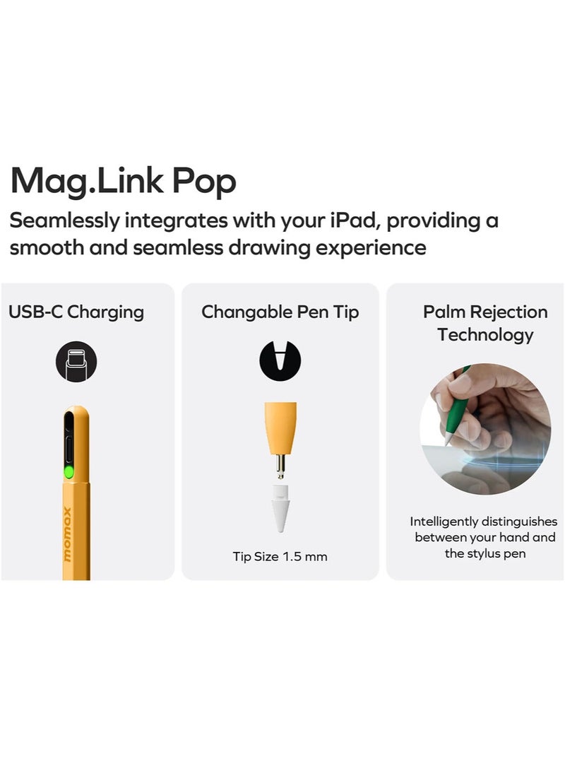 Momax قلم ستايلس نشط مغناطيسي MAG Link Pop لجهاز iPad شحن سهل عبر USB-C (غير متوافق مع الشحن اللاسلكي) - أسود - Image 5