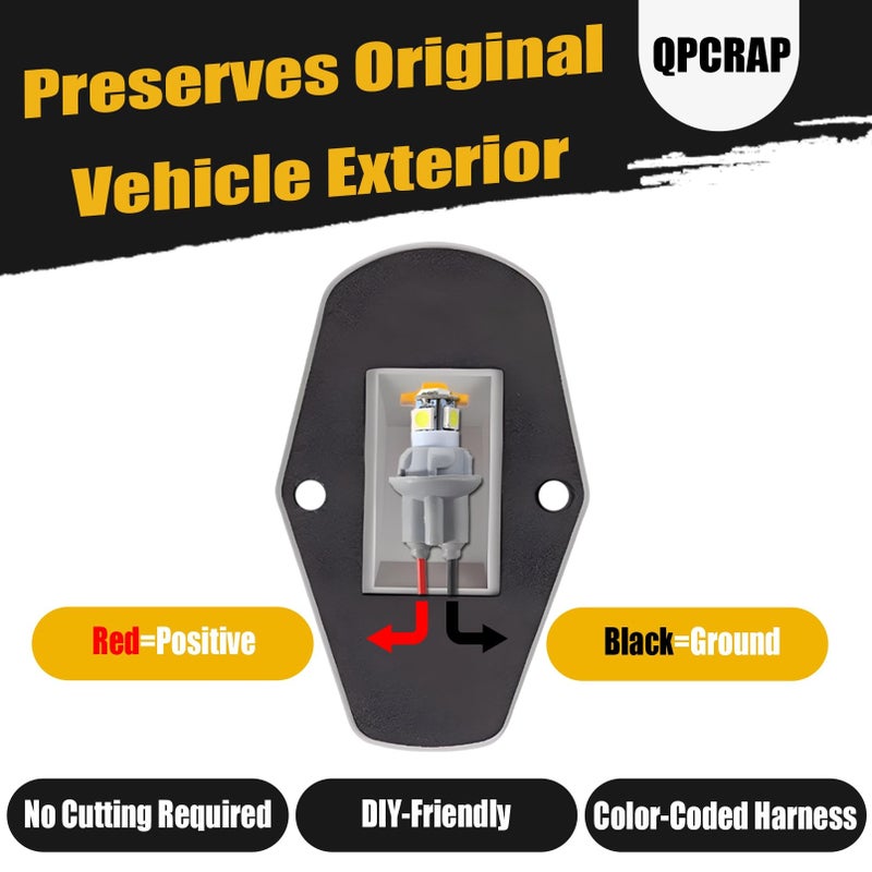 QPCRAP LED Cab Roof Marker Lights, for 1973-1997 Ford F150 F250 F350 F450 F550 F-Series Super Duty Trucks, 5PCS, Amber Lens, Waterproof, Shockproof, Front Upper Position - Image 3