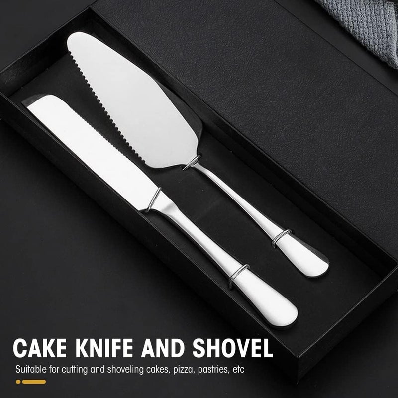 ANIDRA ANIDRACake Cutting Knife Set, Elegant Stainless Steel Cake Knife and Cake Server Set, Cake Cutter and Pie Spatula for Birthday Anniversary Christmas Gift Set of 2 - Image 3