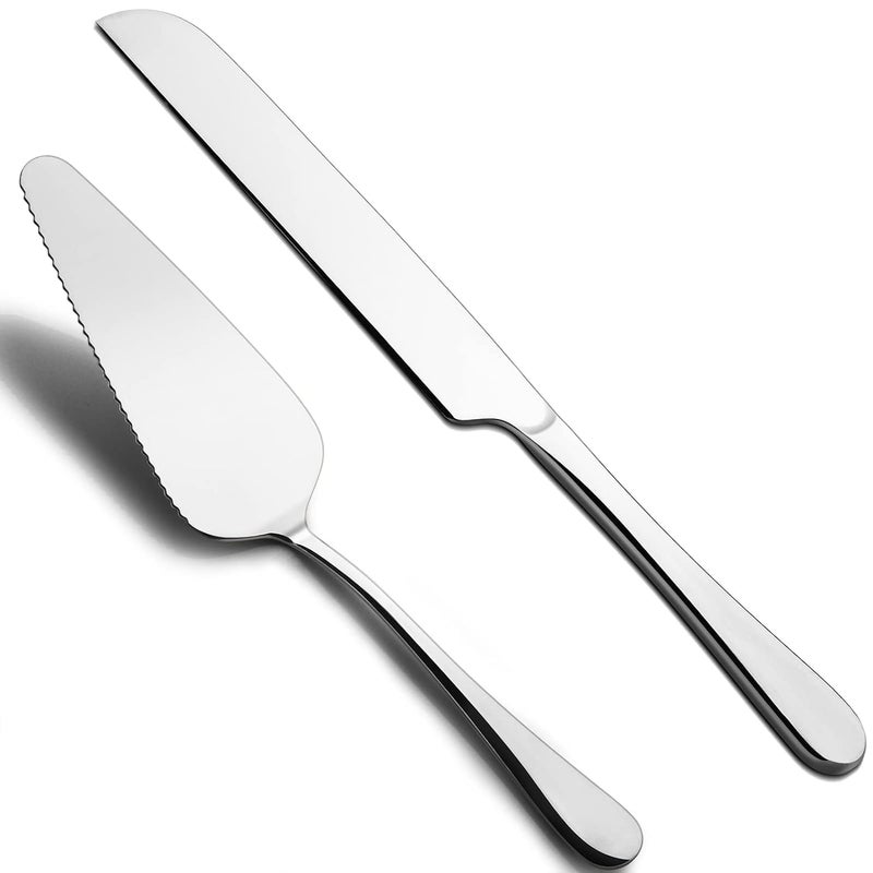 ANIDRA ANIDRACake Cutting Knife Set, Elegant Stainless Steel Cake Knife and Cake Server Set, Cake Cutter and Pie Spatula for Birthday Anniversary Christmas Gift Set of 2 - Image 1