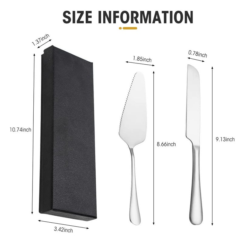 ANIDRA ANIDRACake Cutting Knife Set, Elegant Stainless Steel Cake Knife and Cake Server Set, Cake Cutter and Pie Spatula for Birthday Anniversary Christmas Gift Set of 2 - Image 2