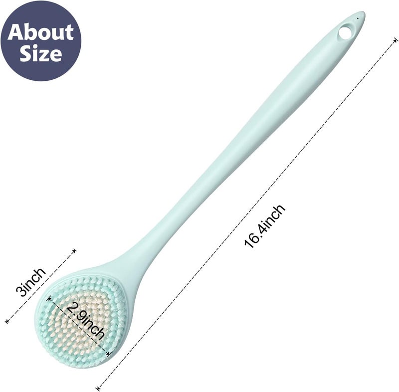 BEDELITE Back Bath Brush Long Handle for Shower of 2 - Soft Shower Brush for Men & Women,Back Brush Scrubber - 16.4" Long Skin Exfoliator for Bath Scrubber Body Brush（2 Pack, Blue & Ivory） - Image 4